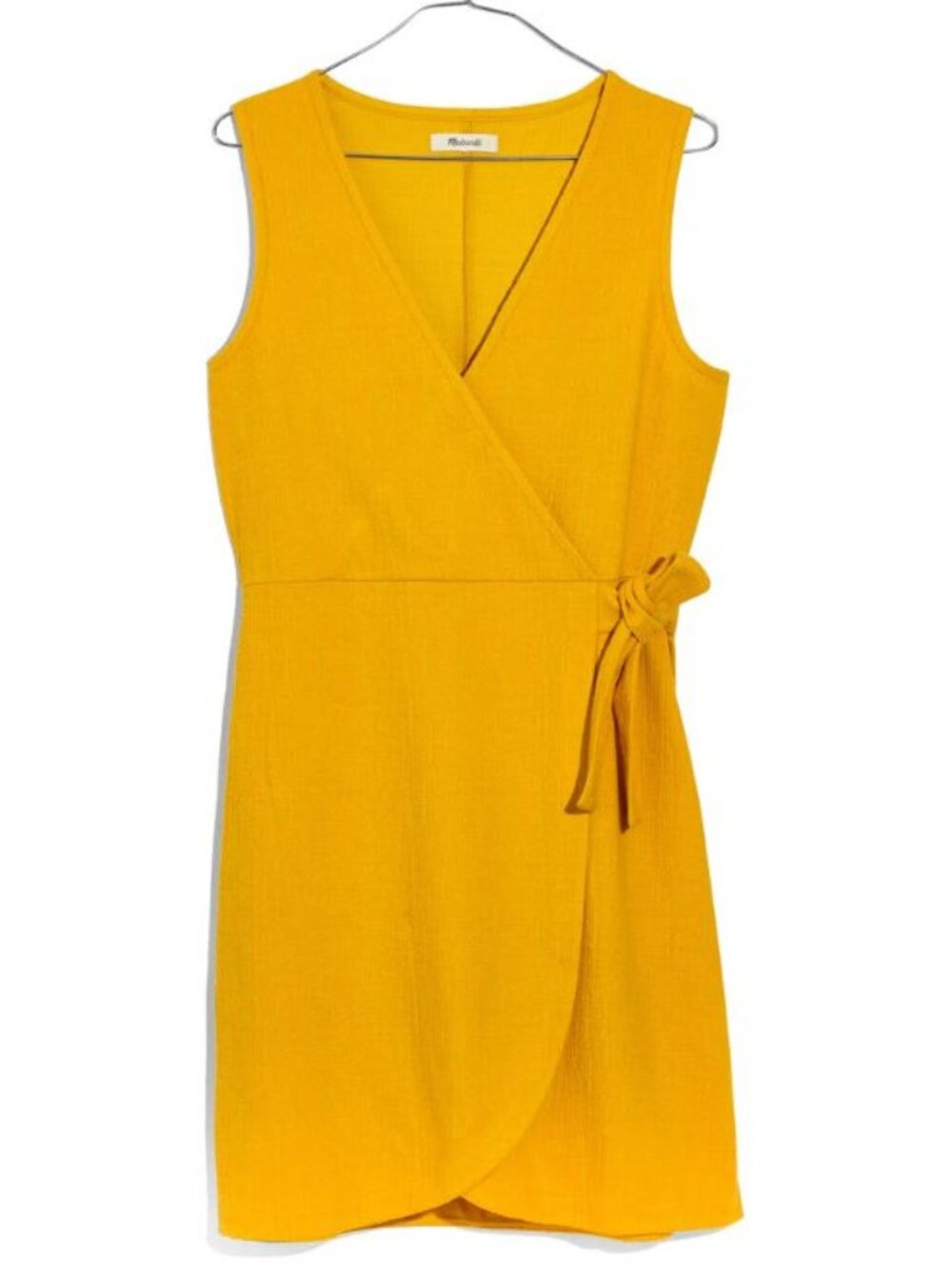 Madewell Yellow Texture & Thread Side Tie Mini Dress, Size M